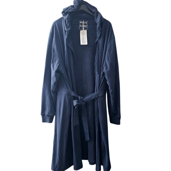 The Duderobe Men’s Luxury Hooded Bathrobe Size Large XL New Blue - Picture 2 of 9